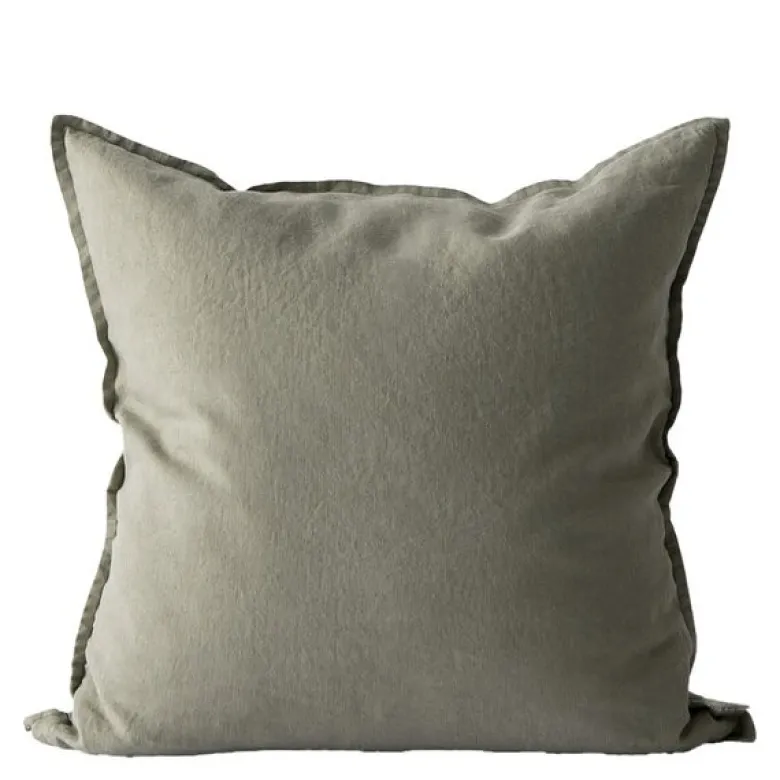 Putetrekk lin 50x50 cm olive