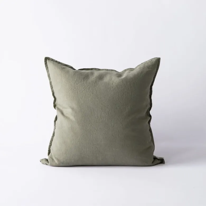 Putetrekk lin 50x50 cm olive