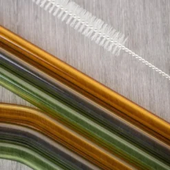 Rainbow sugerør i glass 21,5 cm 6 stk grønn/grå/oransje