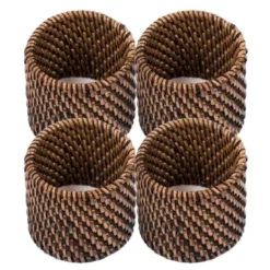 Rattan serviettring 4 stk mørk brun