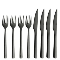 RAW bestikksett steak 8 deler svart