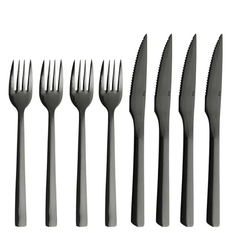 RAW bestikksett steak 8 deler svart