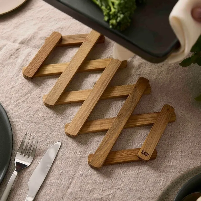 RAW Teak gryteunderlag utfellbart 60 cm