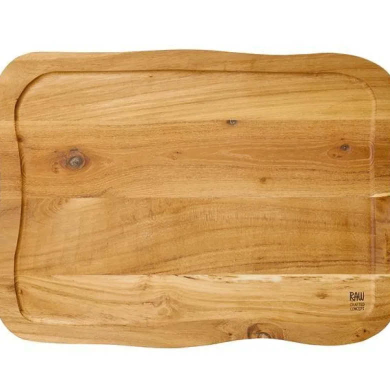 RAW Teak skjærebrett m/saftrille 45x33x2 cm