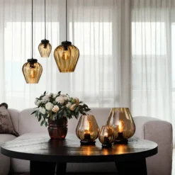 Rocks bordlampe 30 cm caramel