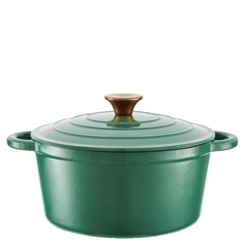 Rund støpejernsgryte 24 cm 4L grønn