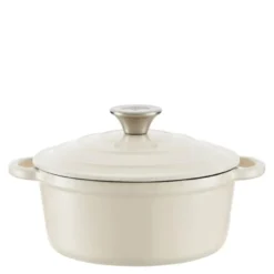 Rund støpejernsgryte 20 cm 2L krem