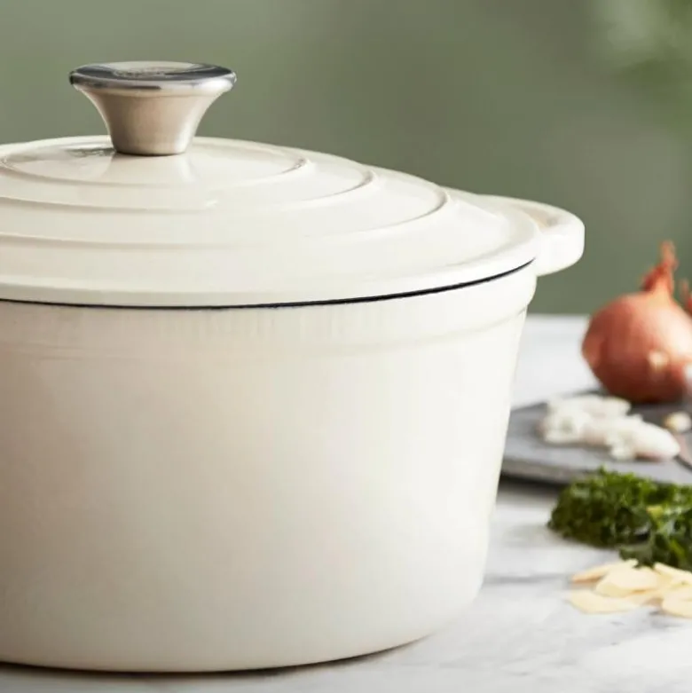Rund støpejernsgryte 24 cm 4L krem