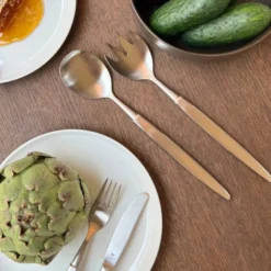 Salatbestikk 2 deler børstet stål