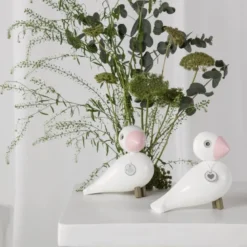 Sangfugl Love 15,5 cm hvit/rosa