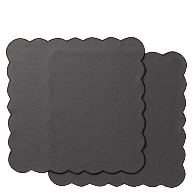 Scallopped tekstilserviett 2 stk 40x40 cm grå