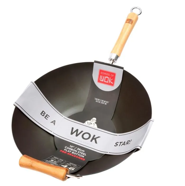 School of Wok wokpanne 36 cm m/ bambuhåndtak svart