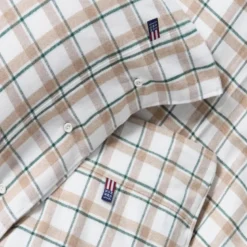 Sengesett flanell 140x200 cm rutete grønn/beige/hvit