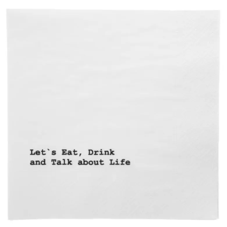 Servietter lunsj 33x33 cm "let`s eat" hvit