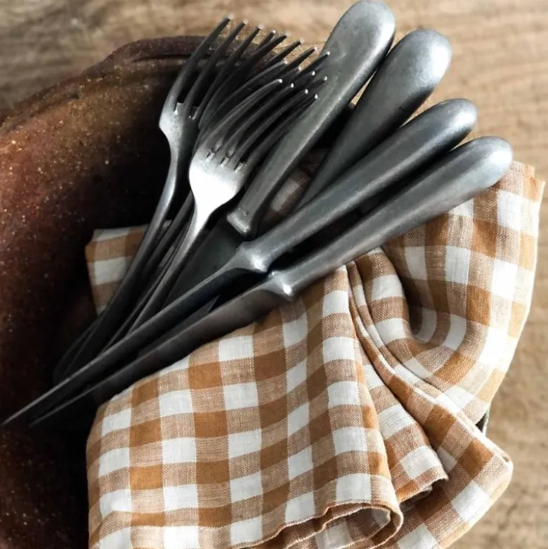 Serviett 45x45 cm gingham biscuit