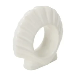 Shell stoneware serviettring 8 cm hvit