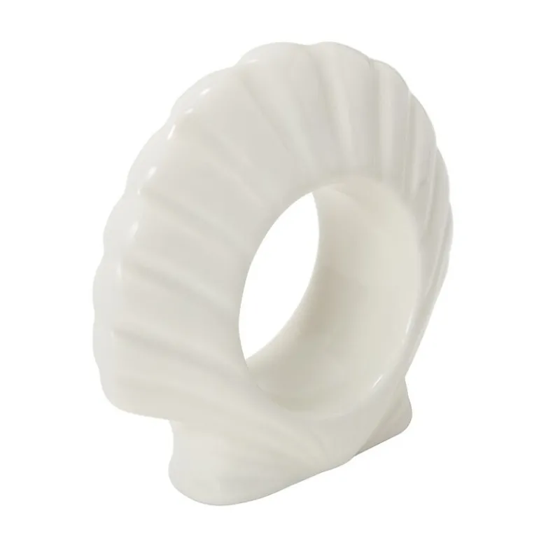 Shell stoneware serviettring 8 cm hvit