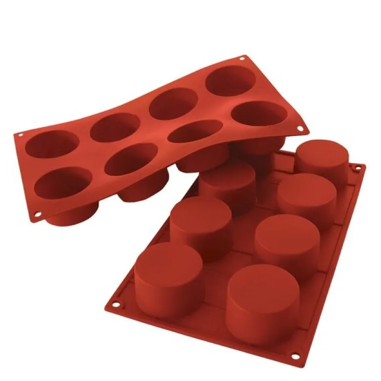 Silikonform sylinder 8 stk 6x3,5 cm