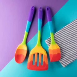 Slikkepott silikon 27 cm regnbuefarget