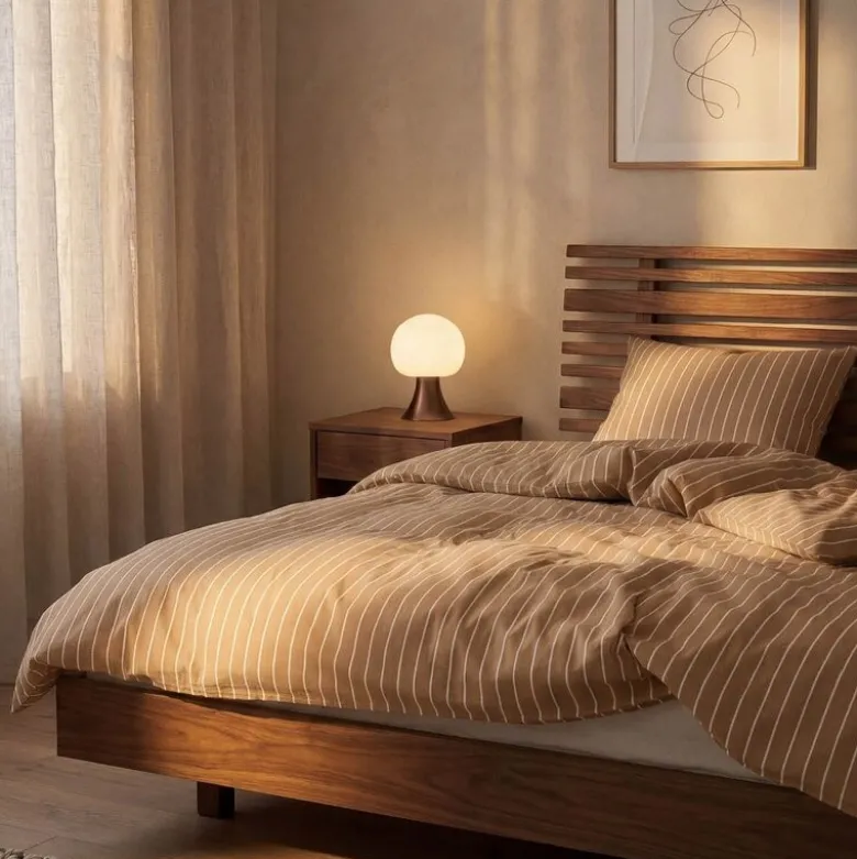 Soft sengesett 200x220 cm karamell/offwhite