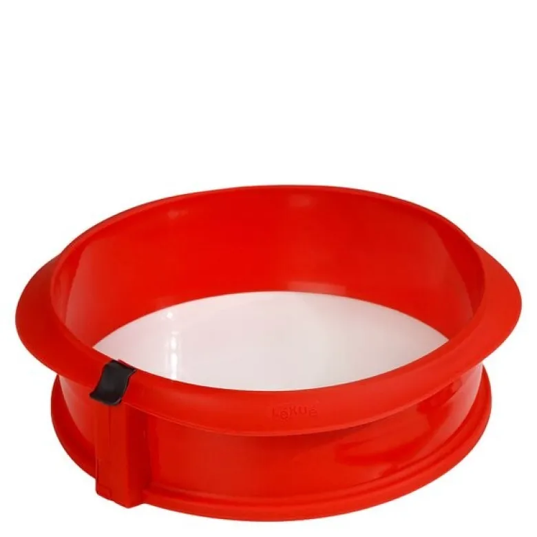 Springform i silikon med fat 23 cm 2,5 L rød/hvit