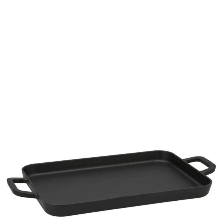 Stekeplate støpejern 48x26 cm svart