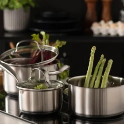 Stenfors grytesett 3 deler 1/2/3L med glasslokk resirkulert matt