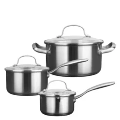 Stenfors grytesett 3 deler 1/2/3L med glasslokk resirkulert matt