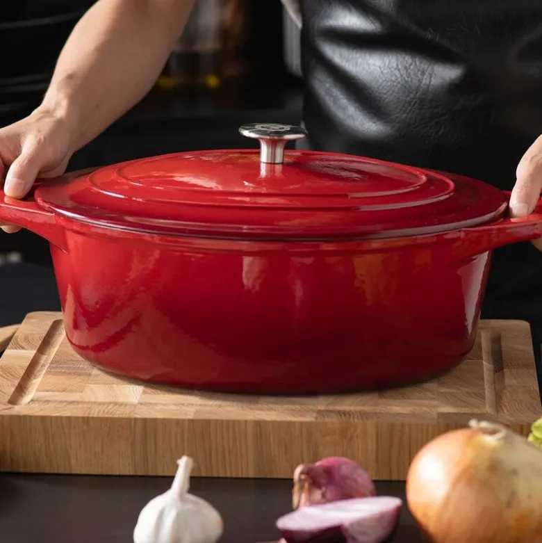 Stenfors støpejernsgryte oval 6,2L rød