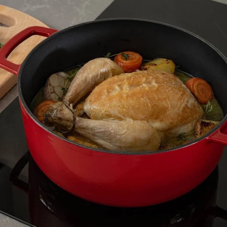 Støpejernsgryte 24 cm 3,8L cherry