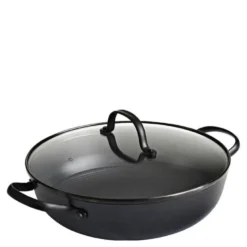 Støpejernskasserolle med Honeycomb keramisk belegg og glasslokk 26 cm