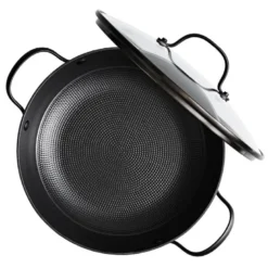 Støpejernskasserolle med Honeycomb keramisk belegg og glasslokk 26 cm