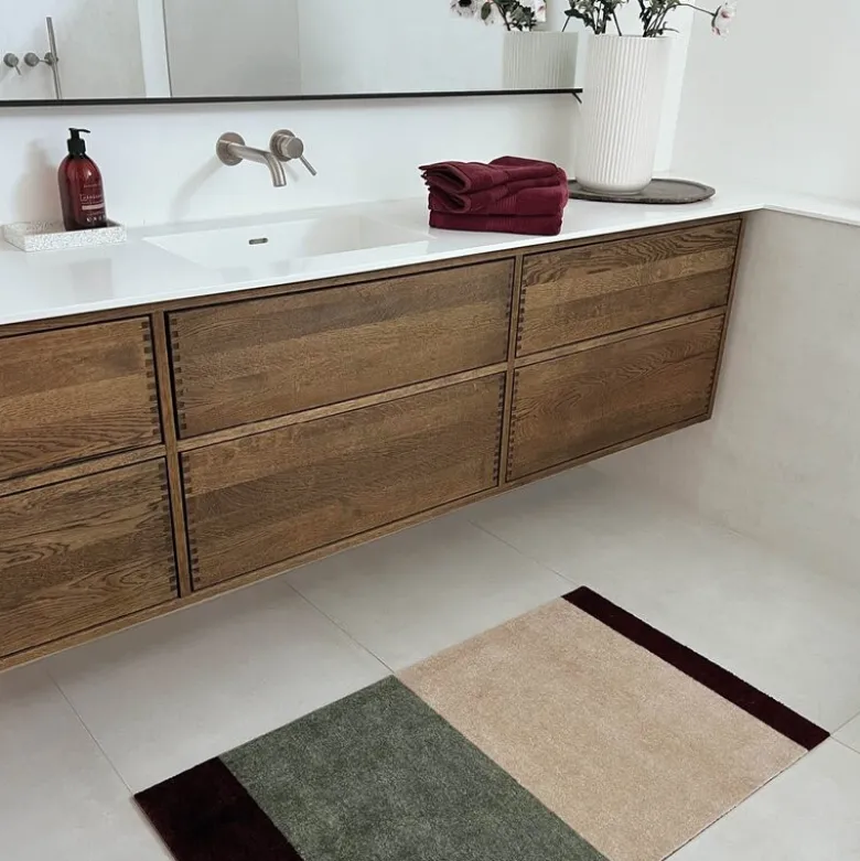 Stripes horisontal gulvmatte 120x67 cm bordeaux/green/ivory