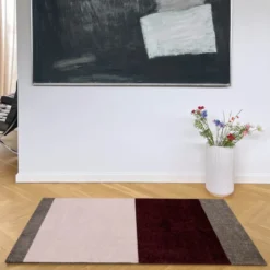 Stripes horisontal gulvmatte 120x67 cm bordeaux/rose/sand