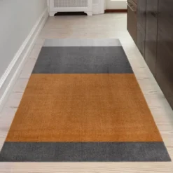 Stripes horisontal gulvmatte 200x90 cm dijon/grey