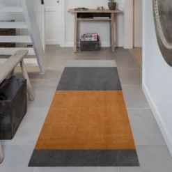 Stripes horisontal gulvmatte 200x90 cm dijon/grey