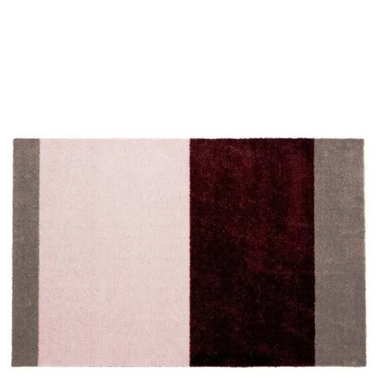 Stripes horisontal gulvmatte 90x60 cm bordeaux/rose/sand