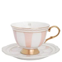 Strisce kopp med skål 22 cl Rosa/gull