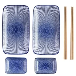 Sushisett for to personer blå/hvit