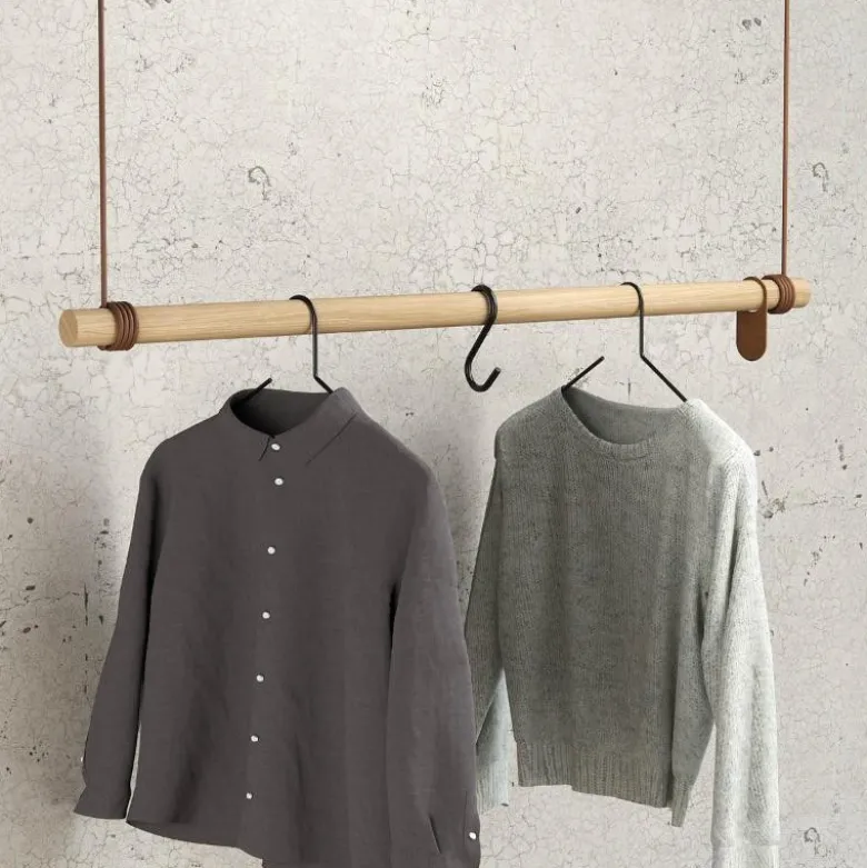Swing L garderobestang 110 cm eik/skinn