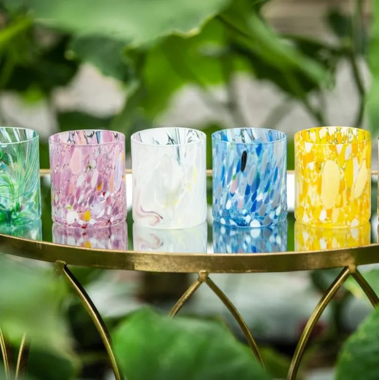 Swirl drikkeglass/lykt 35 cl hvit multi