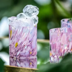 Swirl drikkeglass/lykt 35 cl rosa multi