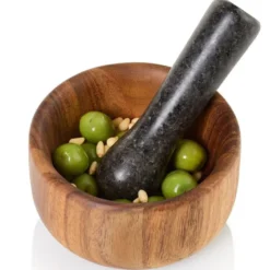 Taru morter 13 cm med pistill akasietre/granit