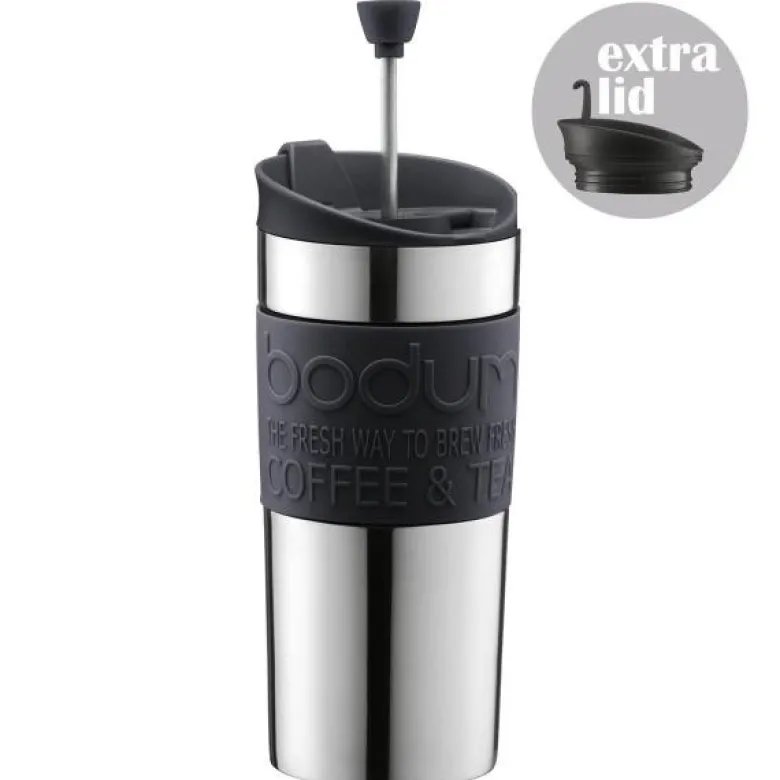 Travel mug termokopp m/ekstra lokk 35 cl svart