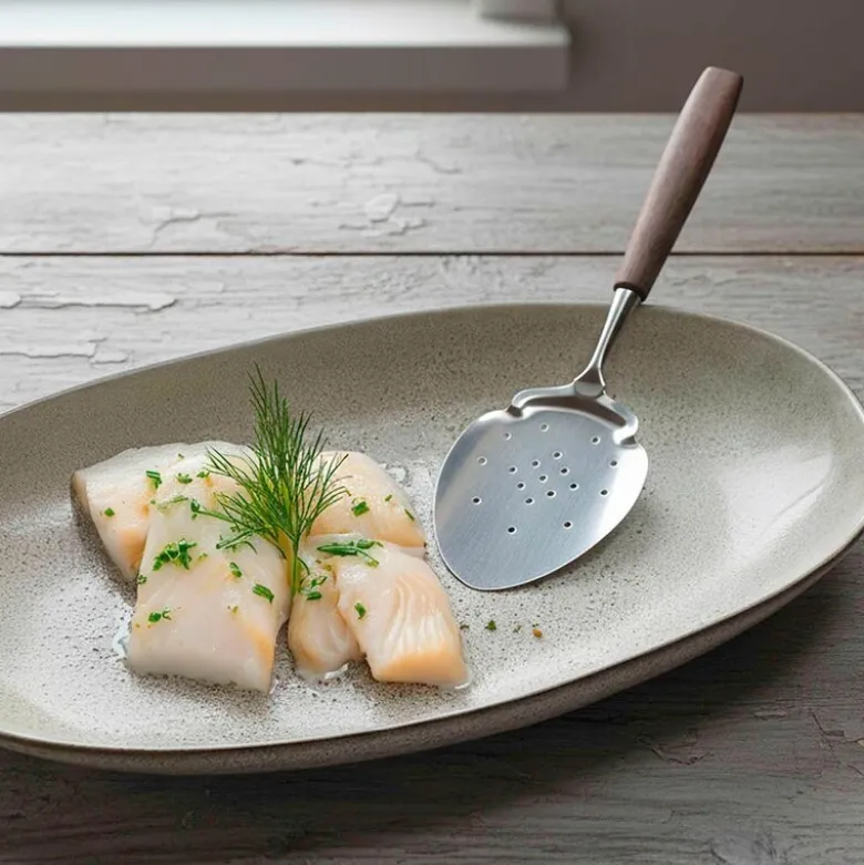 Treskaft fiskespade 24 cm valnøtt