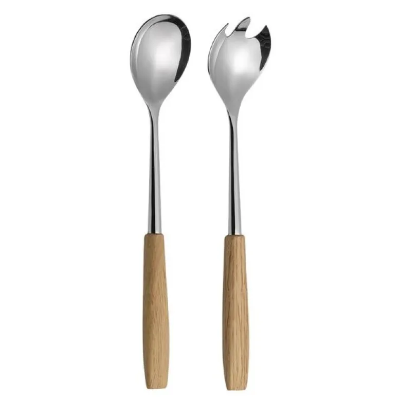 Treskaft salatbestikk 24,7 cm 2 deler eik