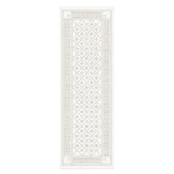Åttebladrose løper 50x150 cm beige
