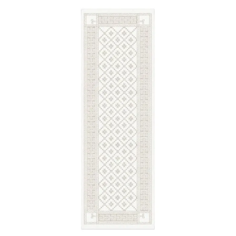 Åttebladrose løper 50x150 cm beige