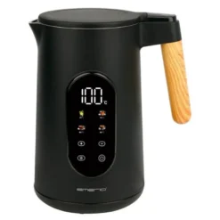 Vannkoker med termostat 1,7L svart/tre