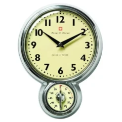 Veggklokke med timer 60 min aluminium